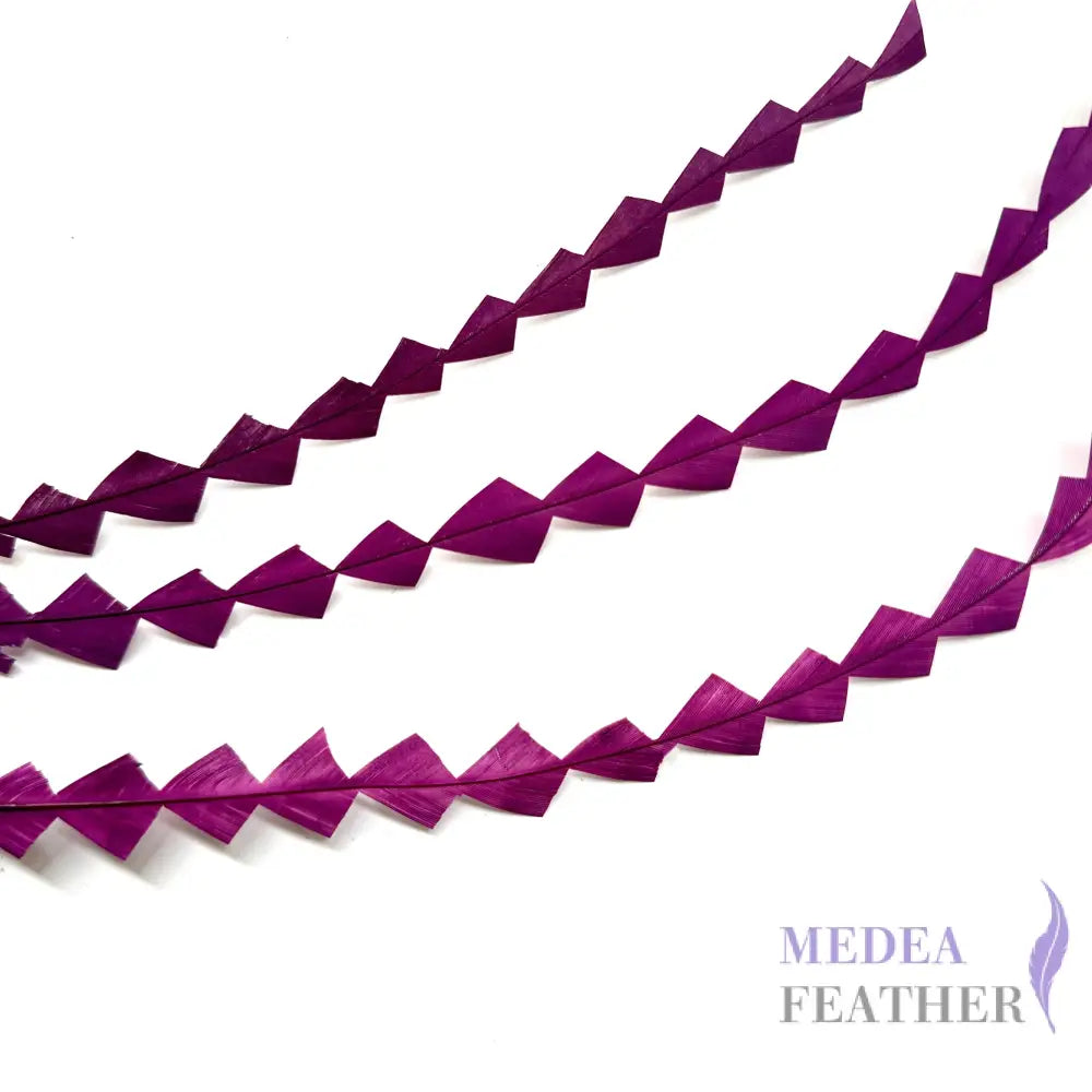 25cm Zigzag Diamond Coque Feather-Pack of 10 SF010 #60 dark purple
