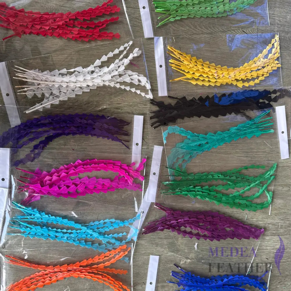 25cm Zigzag Diamond Coque Feather-Pack of 10 SF010 Assorted 10 pcs