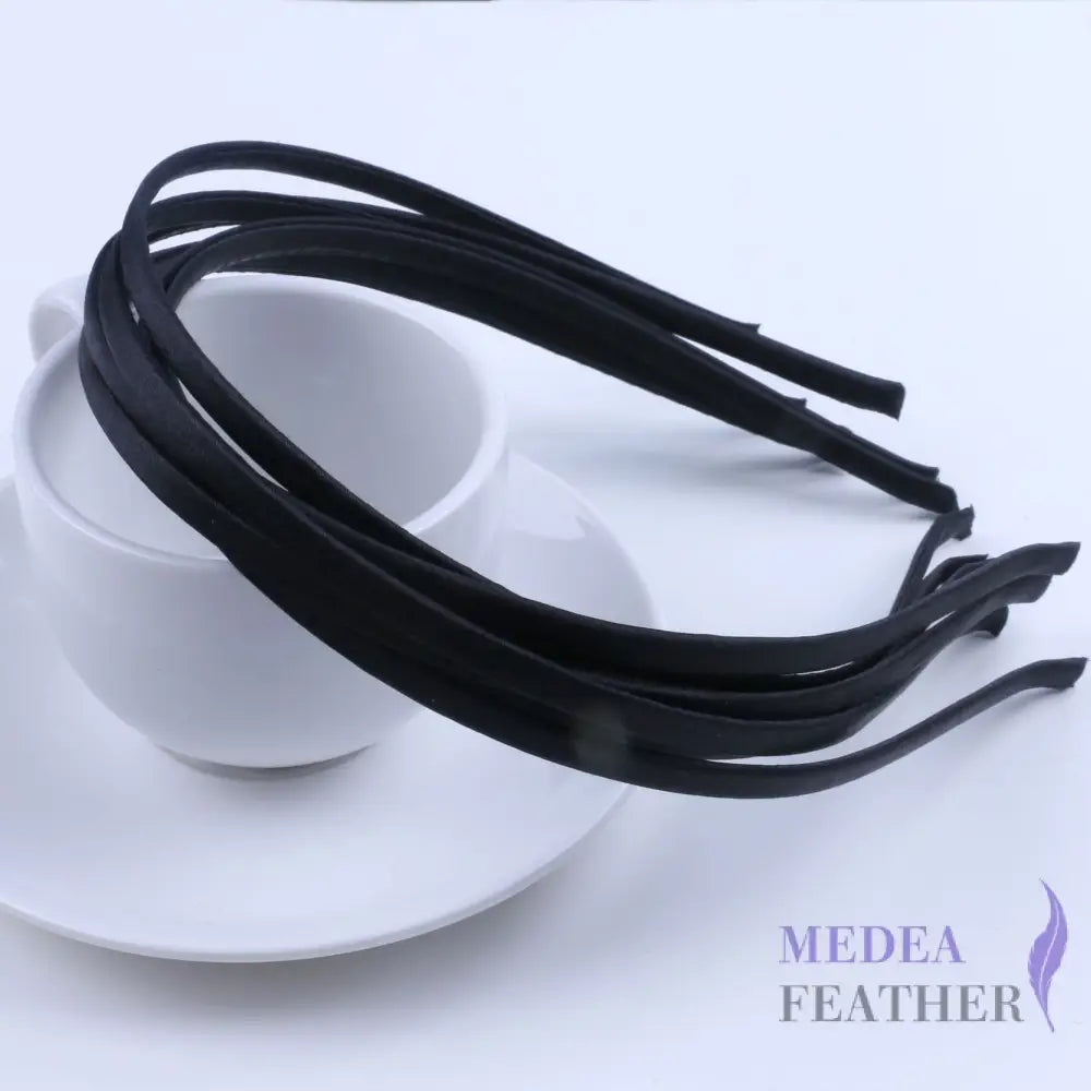 26 colours 5mm Satin Covered Metal Headband Black / 1 Piece