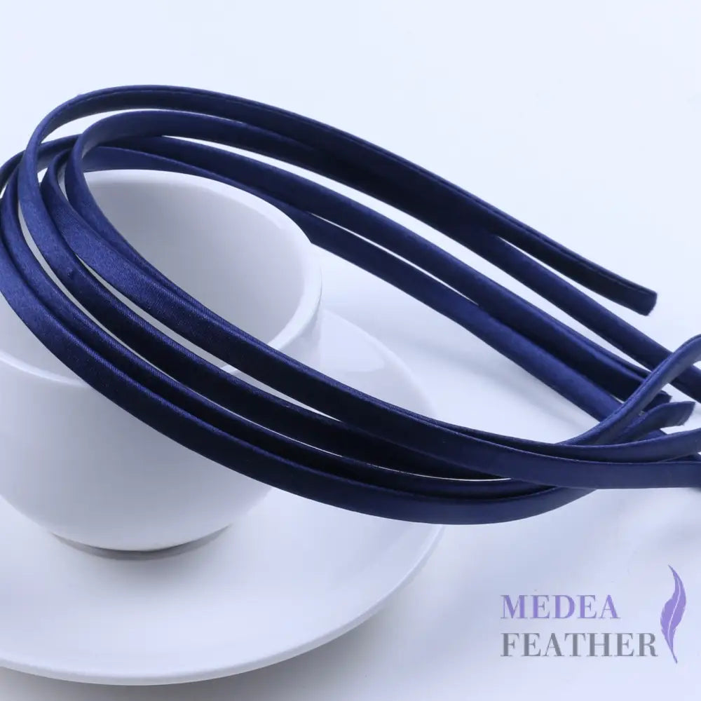 26 colours 5mm Satin Covered Metal Headband Navy / 1 Piece