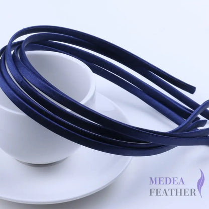 26 colours 5mm Satin Covered Metal Headband Navy / 1 Piece