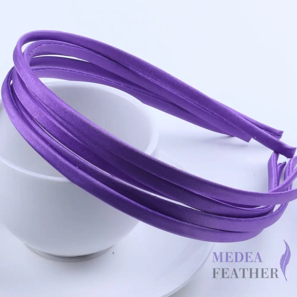 26 colours 5mm Satin Covered Metal Headband Purple / 1 Piece