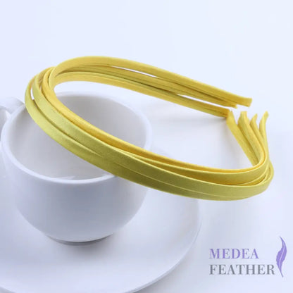 26 colours 5mm Satin Covered Metal Headband Yellow / 1 Piece