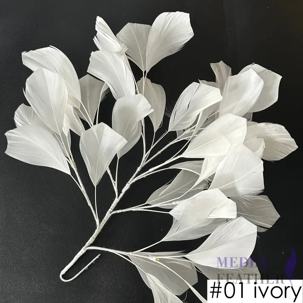 30cm Goose Feather Tree Mount #01 Ivory