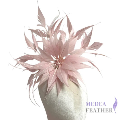 30cm Large Arrow Shape Feather Flower Set for Millinery & Hat Decoration - DS250703 - #50 light pink
