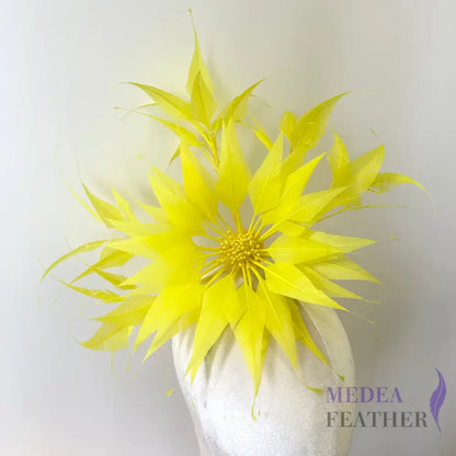 30cm Large Arrow Shape Feather Flower Set for Millinery & Hat Decoration - DS250703 - #56 Neon yellow