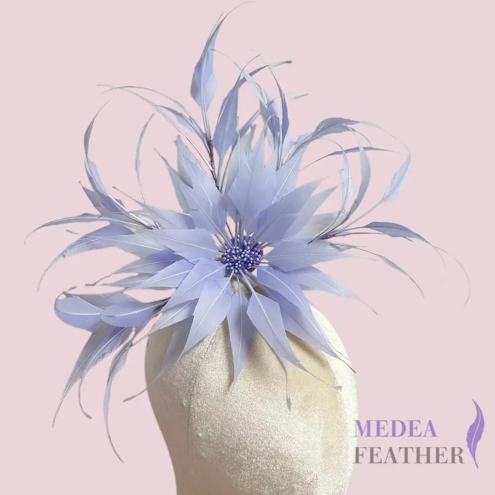 30cm Large Arrow Shape Feather Flower Set for Millinery & Hat Decoration - DS250703 - #81 baby purple