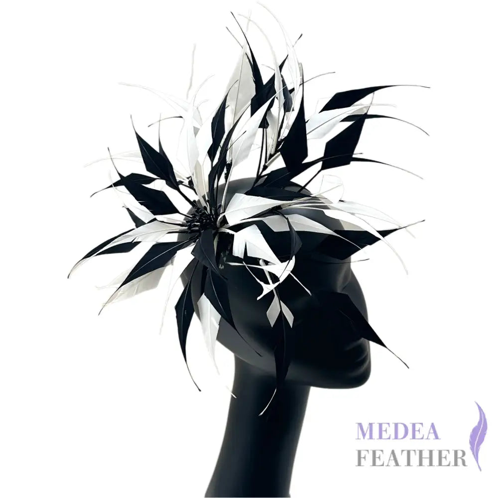 30cm Large Size Arrow Shape Feather Flower Set #03 Black & #01 White Mixed