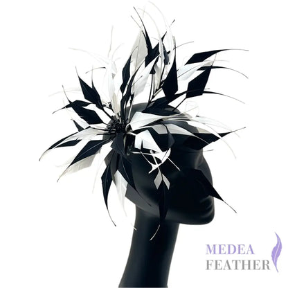 30cm Large Size Arrow Shape Feather Flower Set #03 Black & #01 White Mixed