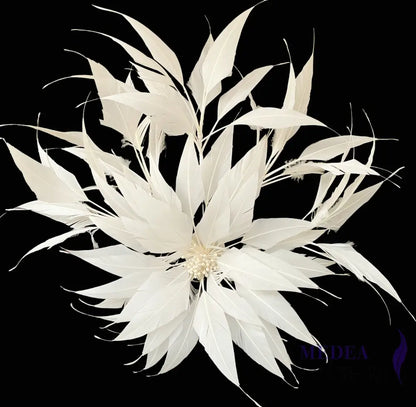 30cm Large Size Arrow Shape Feather Flower Set DS250703 - #01Ivory