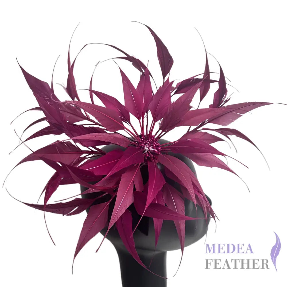 30cm Large Size Arrow Shape Feather Flower Set DS250703 #103 Maroon & #104 Red plum Mixed