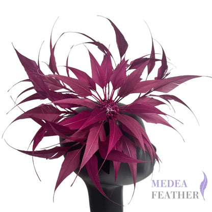 30cm Large Size Arrow Shape Feather Flower Set DS250703 #103 Maroon & #104 Red plum Mixed