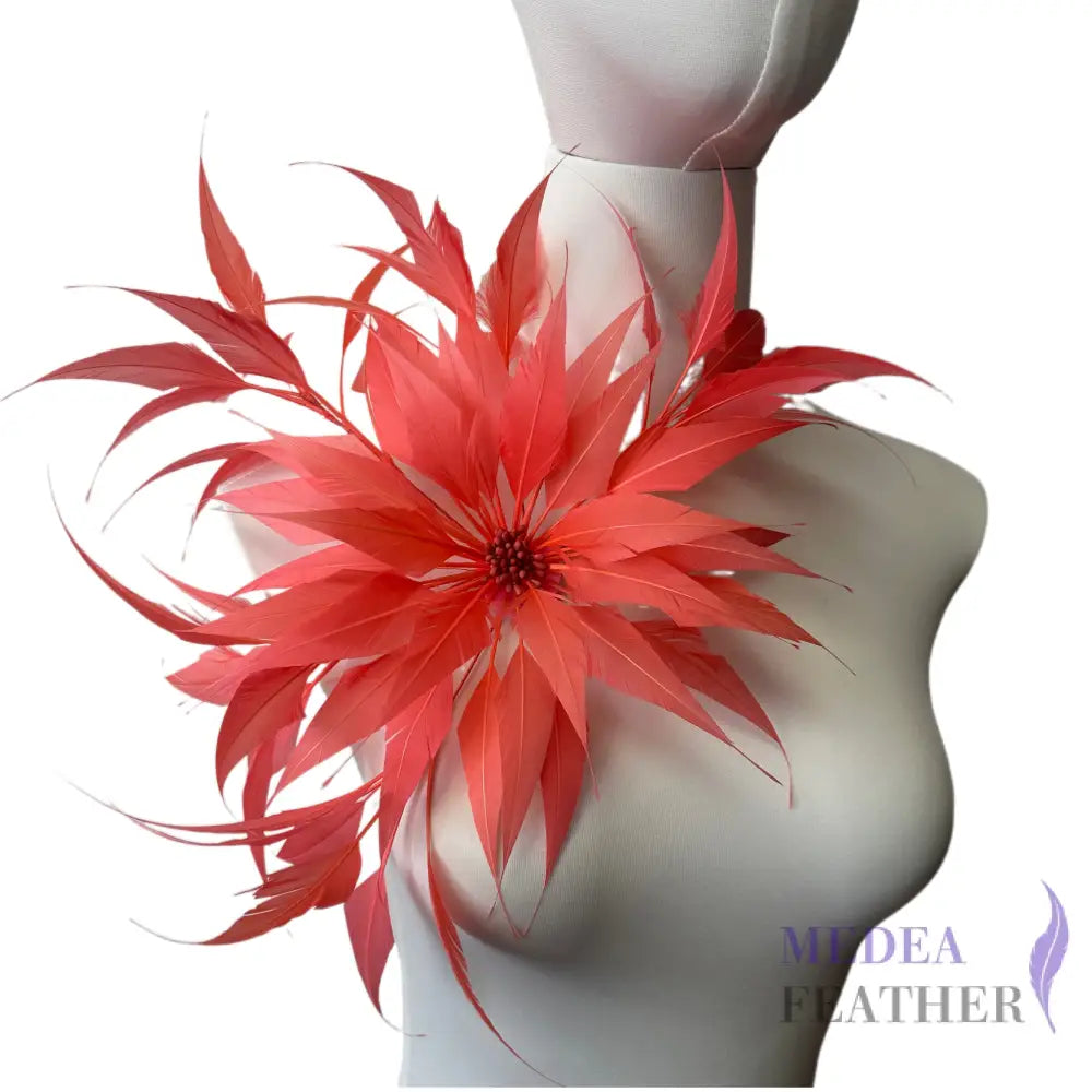 30cm Large Size Arrow Shape Feather Flower Set DS250703 #27 coral pink