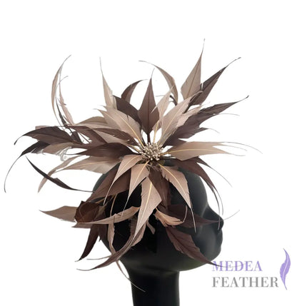 30cm Large Size Arrow Shape Feather Flower Set DS250703 #6 Brunette & #7 Pink tint Mixed