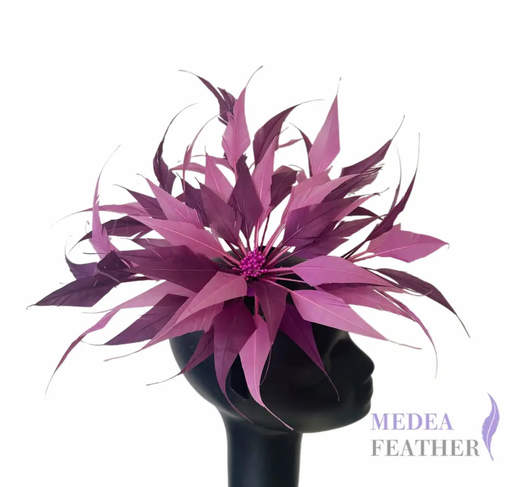 30cm Large Size Arrow Shape Feather Flower Set DS250703 #60 Dark purple & #61 Meadow mauve Mixed