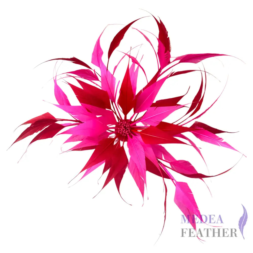 30cm Large Size Arrow Shape Feather Flower Set #52 Neon pink & #23 Red Mixed