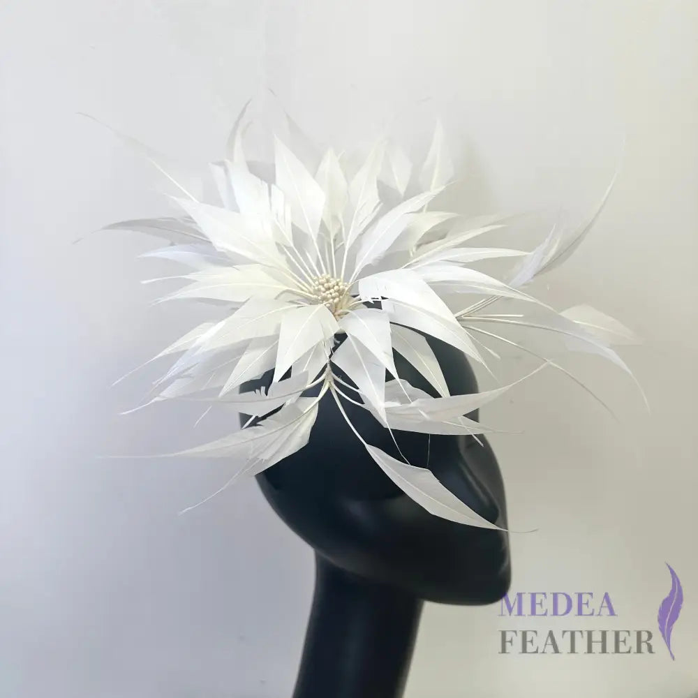30cm Large Size Arrow Shape Feather Flower Set DS250703 #01 ivory