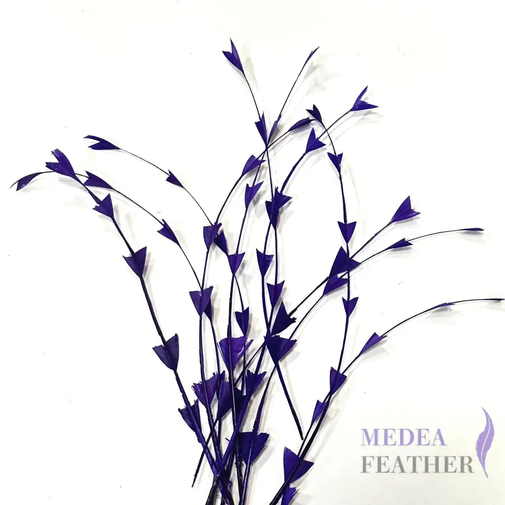 30cm Triangle Tipped Stripped Coque Feather 1 piece Dark Purple