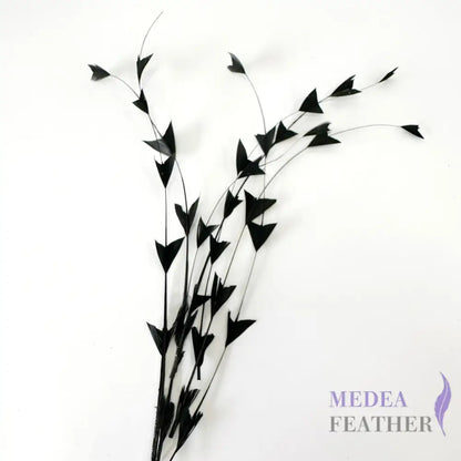 30cm Triangle Tipped Stripped Coque Feather 1 piece Black