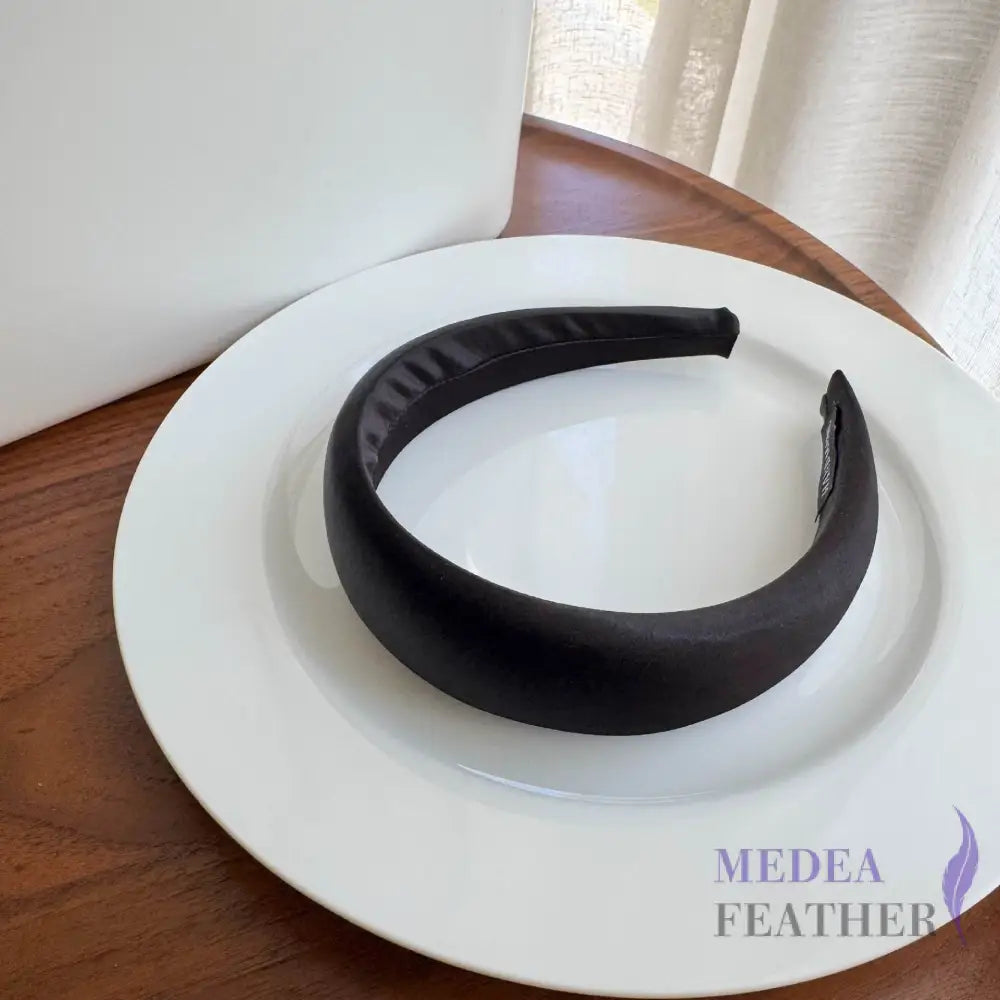 30mm Satin Covered Padded Headband Black / 1 piece