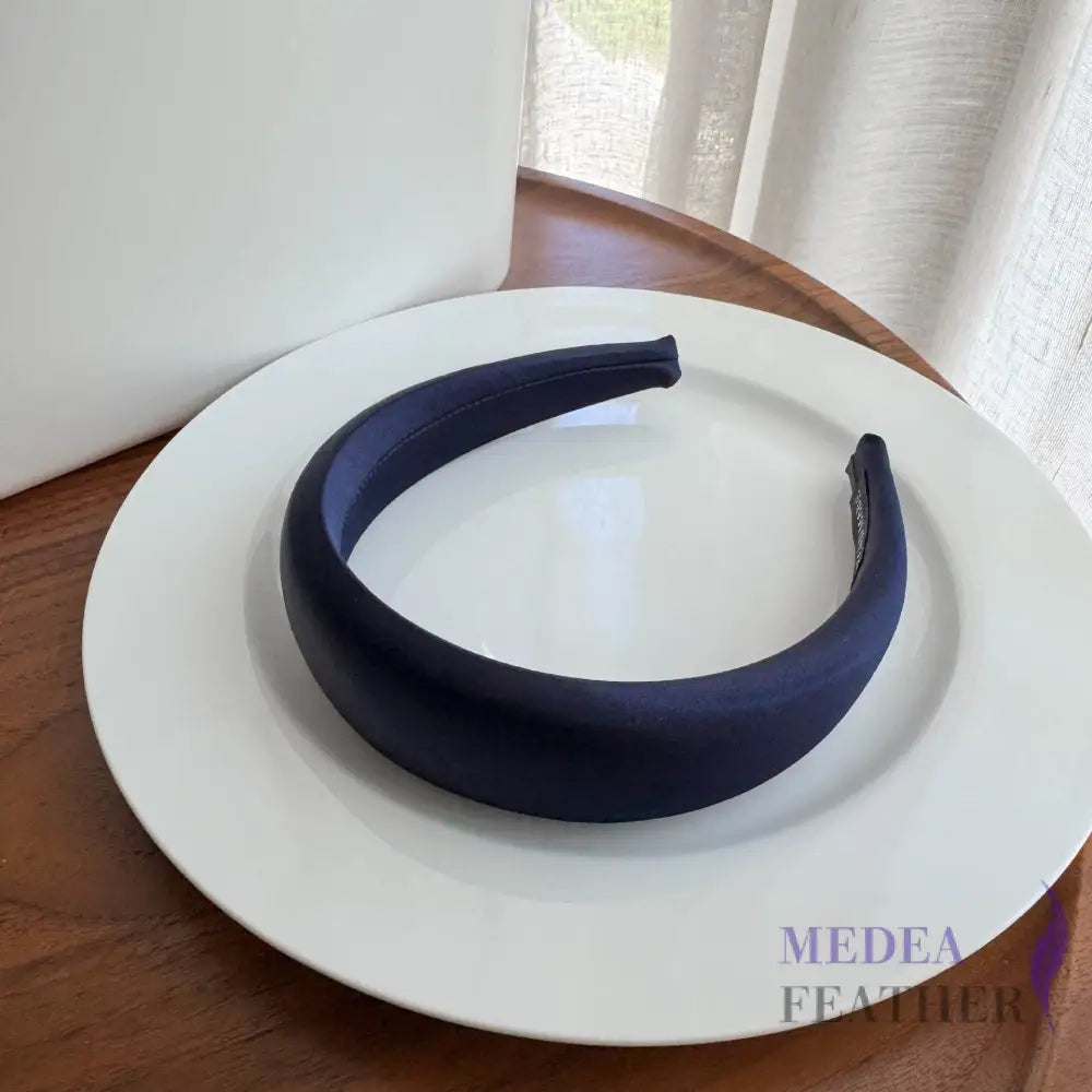 30mm Satin Covered Padded Headband Navy / 1 piece