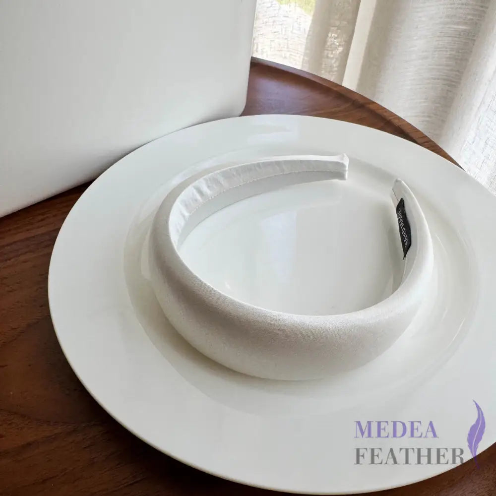 30mm Satin Covered Padded Headband White / 1 piece
