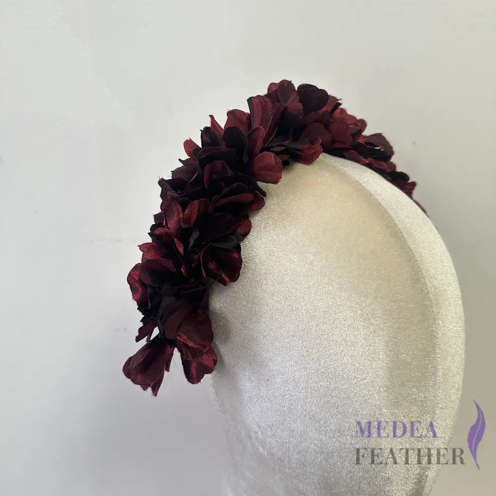 32cm Long Polyester Flower Mount For Headband SF09 Wine