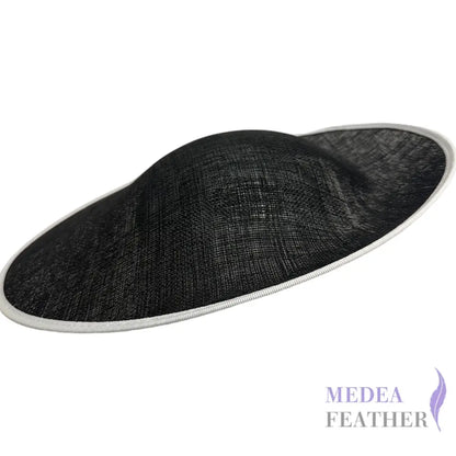 32cm Sinamay Sweep Hat Base Black with White Edge