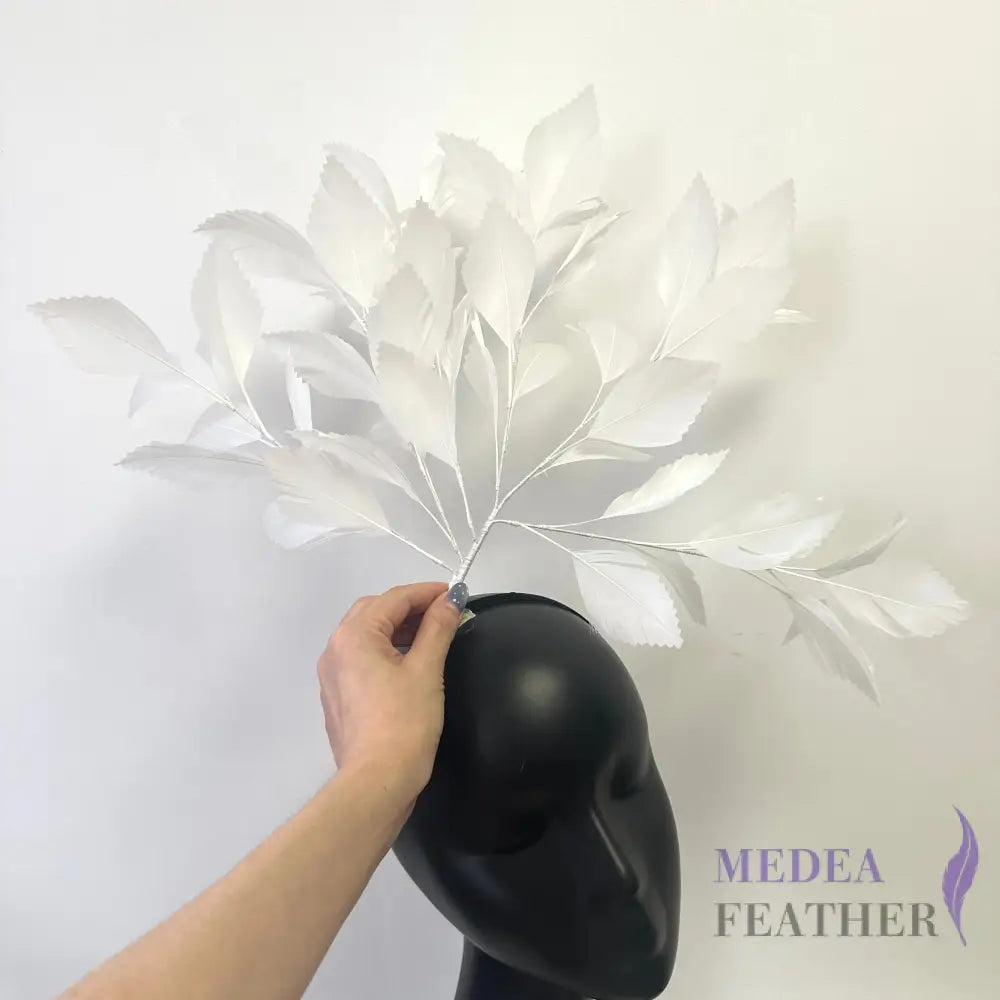 35cm Extra Large Zigzag Goose Feather Tree Mount DS25050K #01 ivory