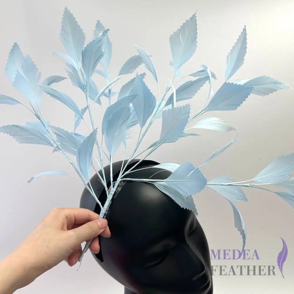 35cm Extra Large Zigzag Goose Feather Tree Mount #80 baby blue