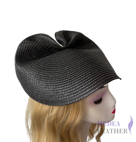 37cm Round Straw Braid Base for Millinery & Hat Making - Black