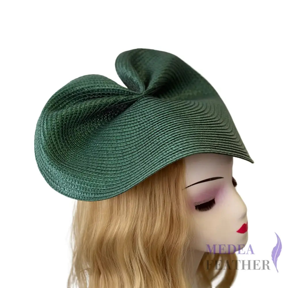 37cm Round Straw Braid Base for Millinery & Hat Making - Dark green