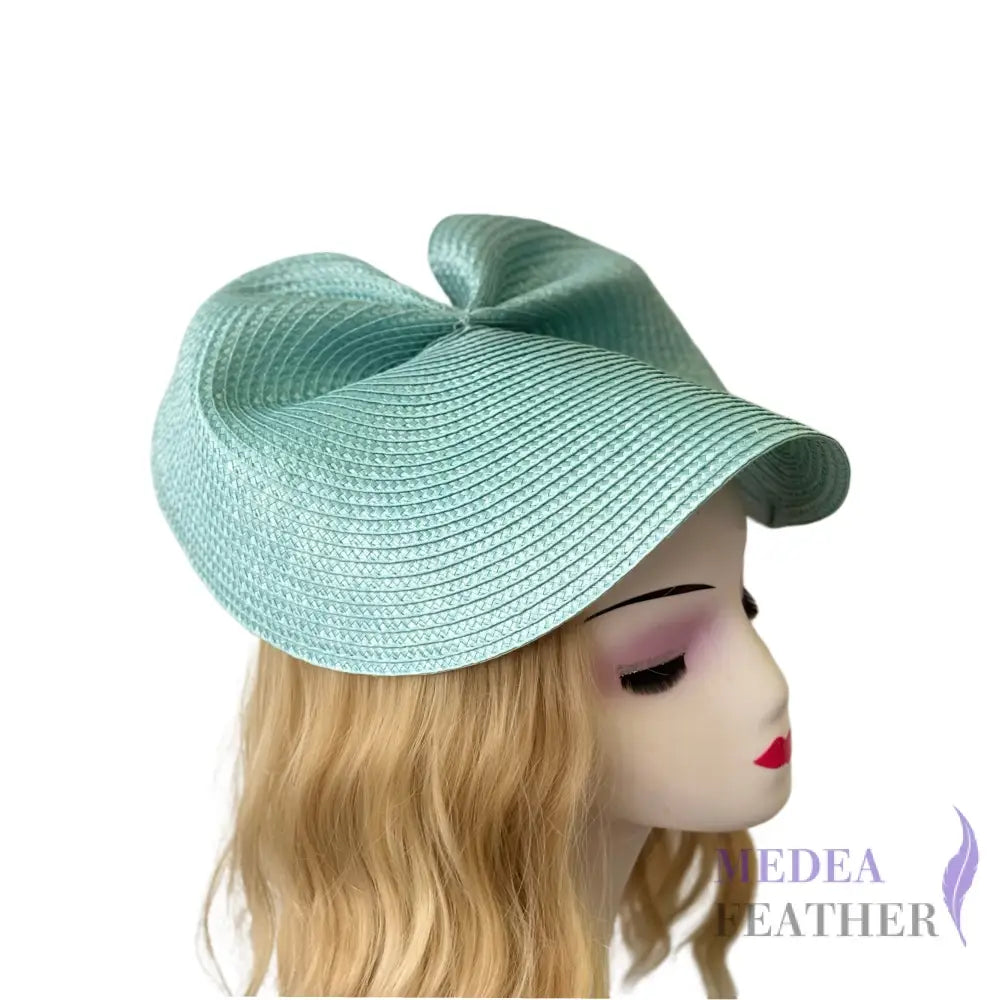 37cm Round Straw Braid Base for Millinery & Hat Making - Light blue