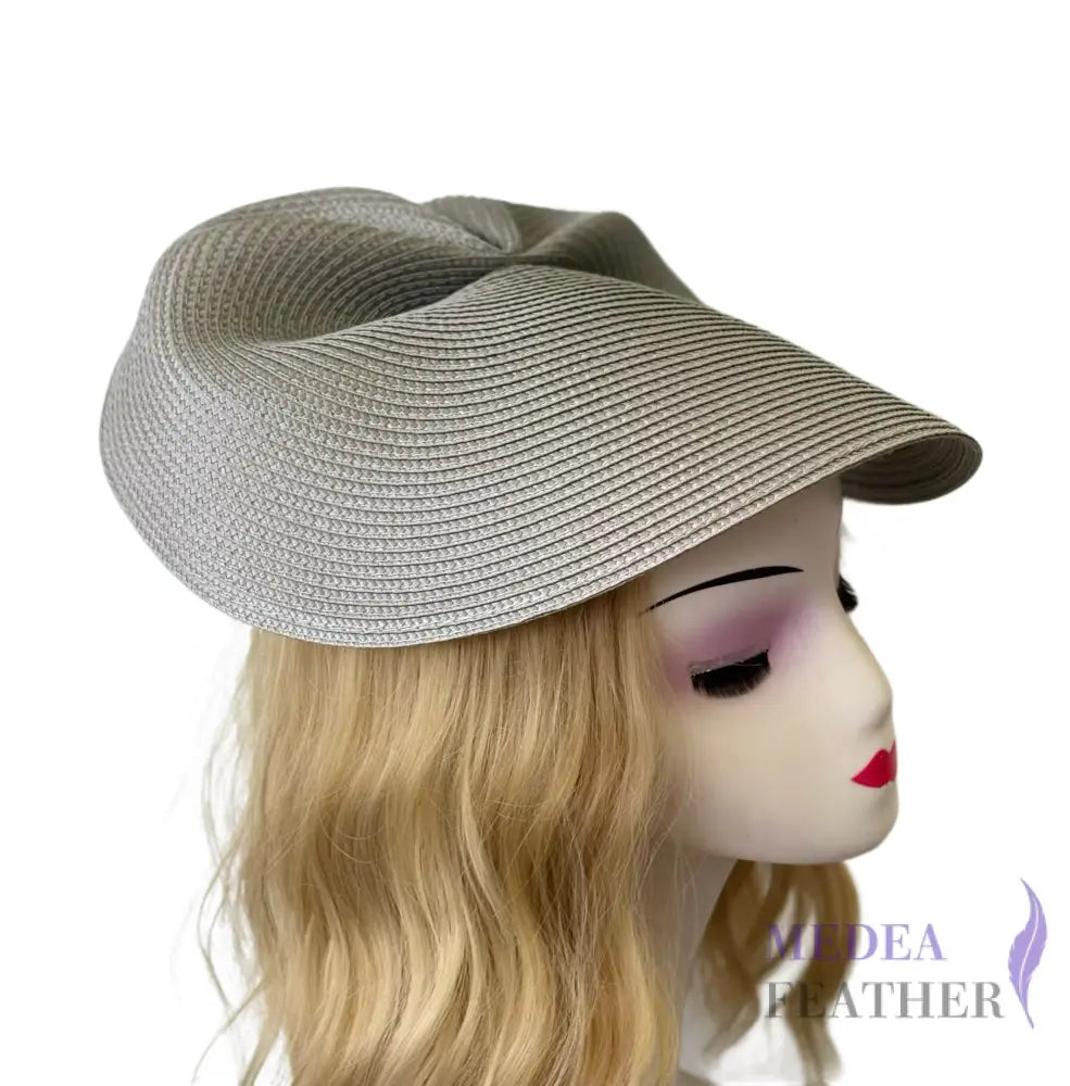 37cm Round Straw Braid Base for Millinery & Hat Making - Gray