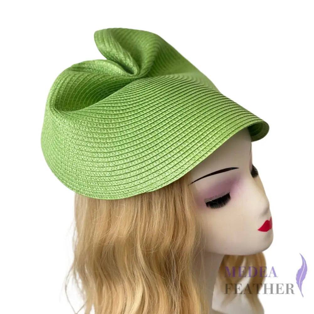 37cm Round Straw Braid Base for Millinery & Hat Making - Green banana