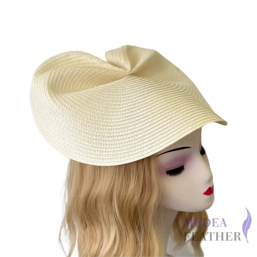 37cm Round Straw Braid Base for Millinery & Hat Making - Ivory