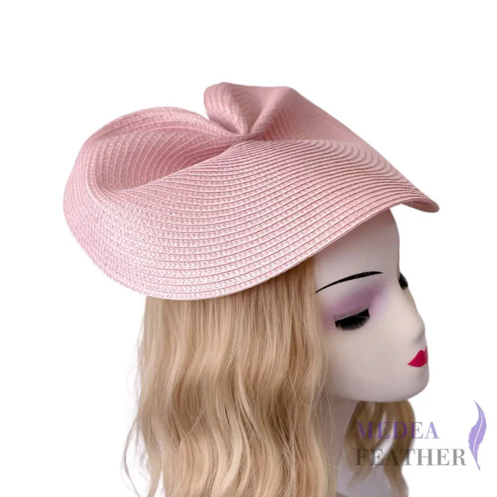 37cm Round Straw Braid Base for Millinery & Hat Making - Leather pink