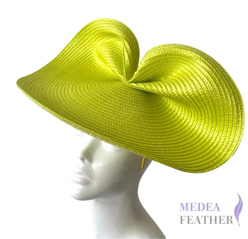 37cm Round Straw Braid Base for Millinery & Hat Making - Lime