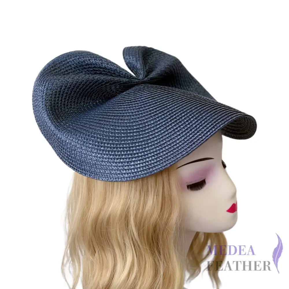 37cm Round Straw Braid Base for Millinery & Hat Making - Navy