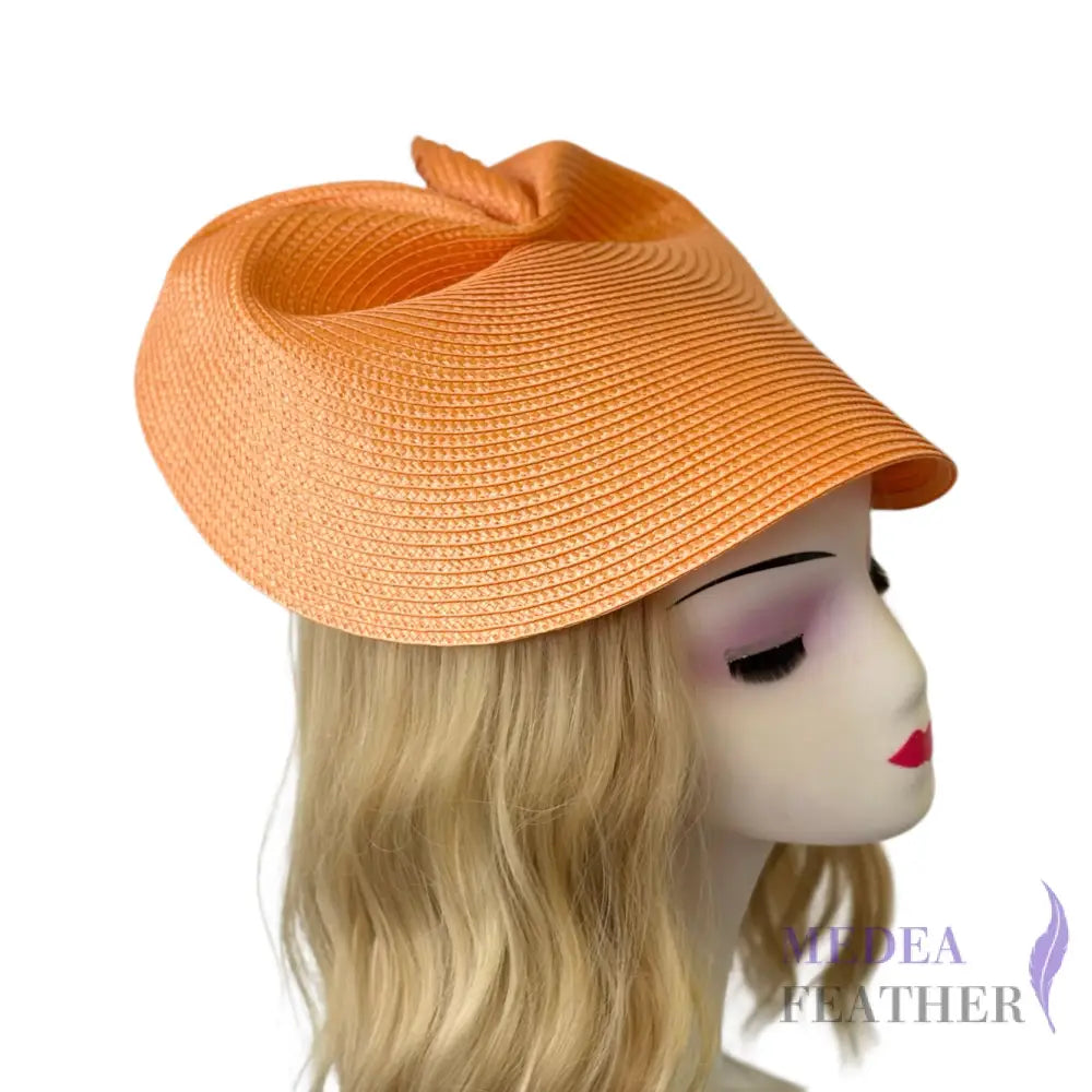 37cm Round Straw Braid Base for Millinery & Hat Making - Orange