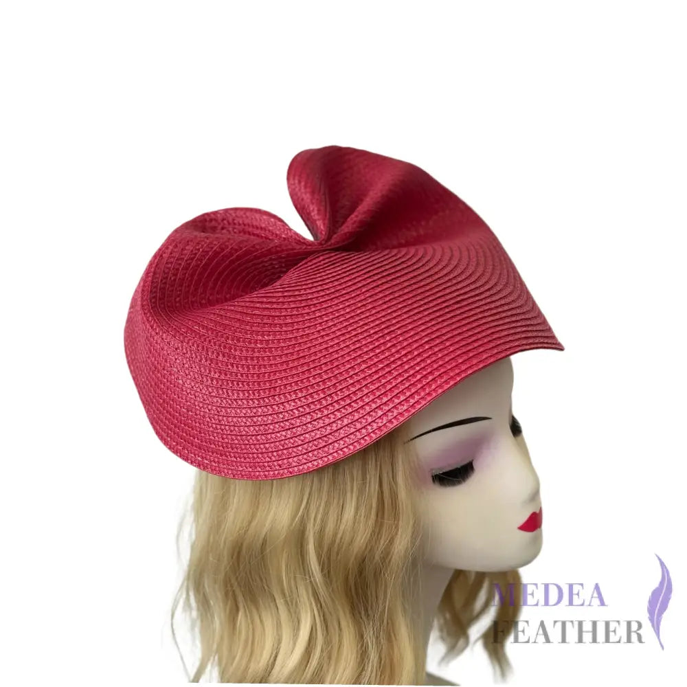 37cm Round Straw Braid Base for Millinery & Hat Making - Red