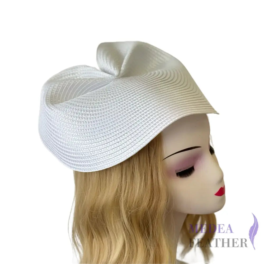 37cm Round Straw Braid Base for Millinery & Hat Making - White