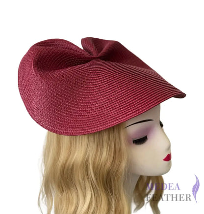 37cm Round Straw Braid Base for Millinery & Hat Making - Wine