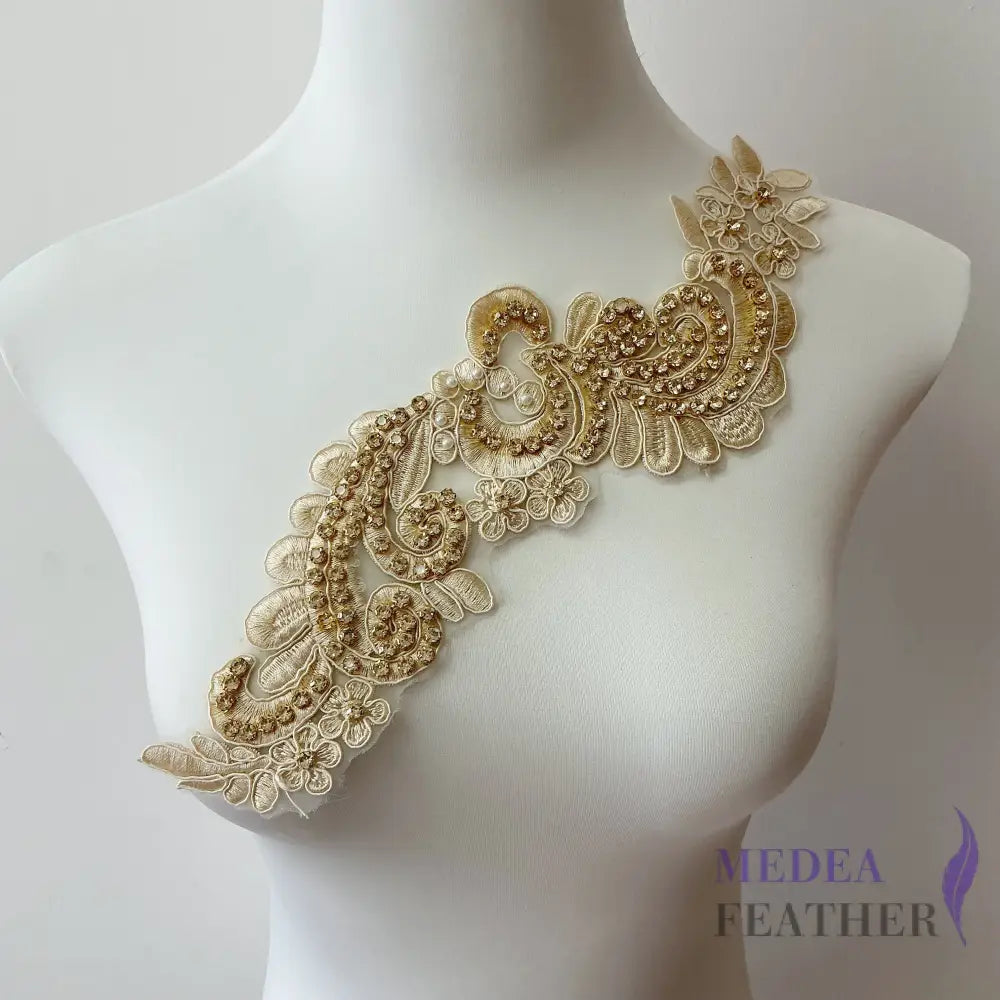 3D Embroidered Flower Fabric Beaded Pearl Lace Applique 3 (Copy)