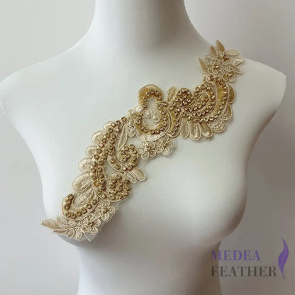 3D Embroidered Flower Fabric Beaded Pearl Lace Applique 3 (Copy)