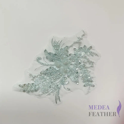 3D Embroidered Flower Fabric Beaded Pearl Lace Applique 3 - style 02