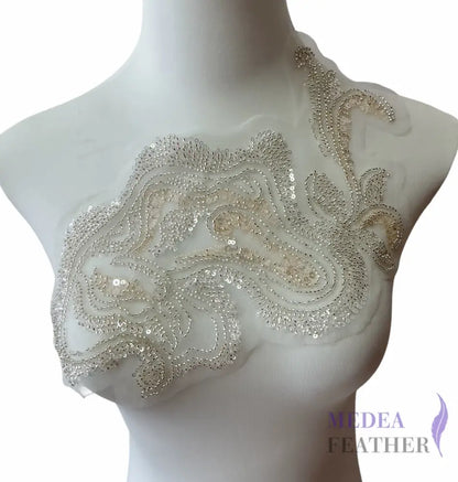 3D Embroidered Flower Fabric Beaded Pearl Lace Applique 4 (Copy)