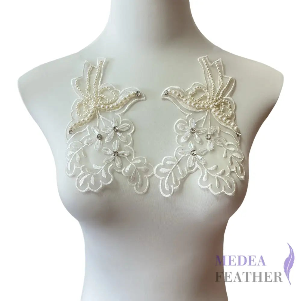 3D Embroidered Flower Fabric Beaded Pearl Lace Applique 4 (Copy)