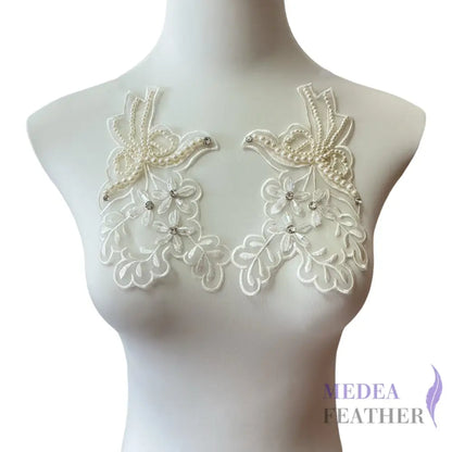 3D Embroidered Flower Fabric Beaded Pearl Lace Applique 4 (Copy)