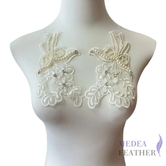 3D Embroidered Flower Fabric Beaded Pearl Lace Applique 4 (Copy)